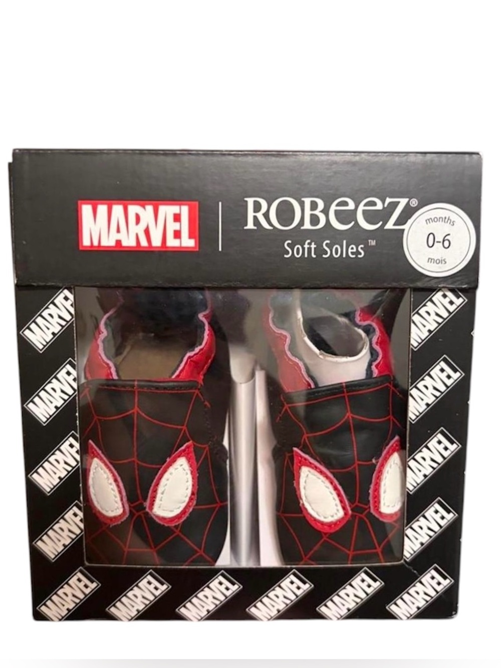 Marvel Robeez Spider-Man Black and Red Soft Sole Baby Shoes 0-6 months